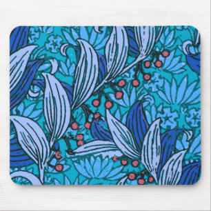 Mousepad Azul Floral Antiquado Boho Moderno