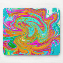 Mousepad Azul, Laranja e Rosa Quente Groovy Abstrato Retro