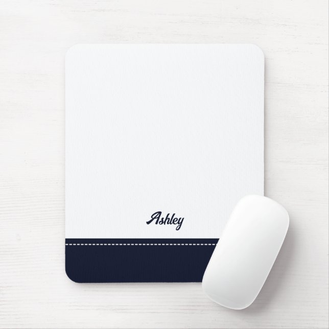 Mousepad Azul marinho branco personalizado preppy elegante (Com mouse)
