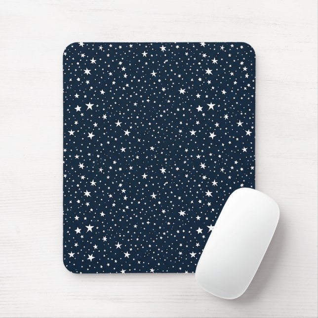Mousepad Azul Marinho Clássico & Estrelas Brancas Padrão Am (Com mouse)