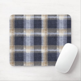Mousepad Azul Marinho Marrom Creme Xadrez Listras