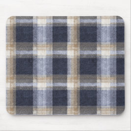 Mousepad Azul Marinho Marrom Creme Xadrez Listras