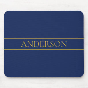 Mousepad Azul Marinho & Nome Sobrenome Dourado ou Negócio