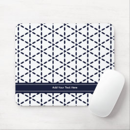Mousepad Azul Marinho Padrão Geométrico em Branco