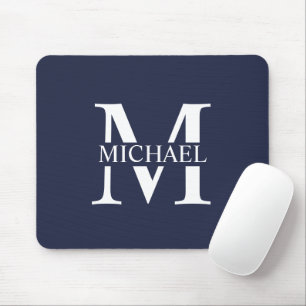 Mousepad Azul Marinho Personalizado Monograma e Nome