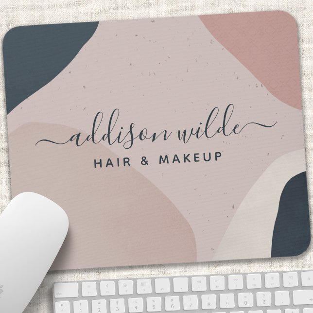 Mousepad Azul Marinho Rosa Formas Abstratas Modernas Neutra (Criador carregado)