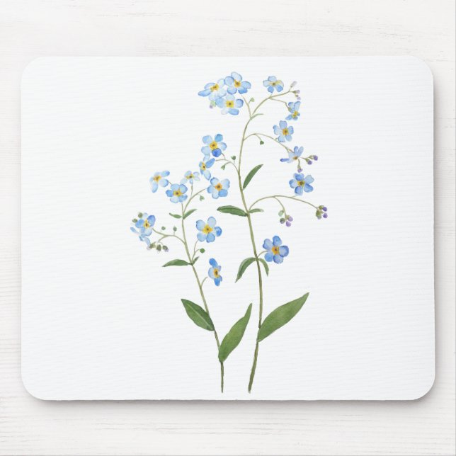 Mousepad azul me esqueça não das flores 2021 aquarela (Frente)