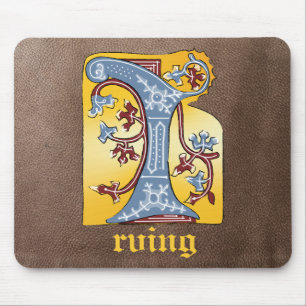Mousepad Azul medieval e maré vermelha iluminada - Letra I