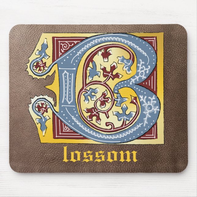 Mousepad Azul Medieval e Vermelho Ivy Iluminado - Letra B (Frente)