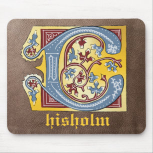 Mousepad Azul Medieval e Vermelho Ivy Iluminado - Letra C
