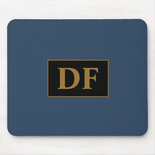 Mousepad Azul Personalizado Com Pad De Rato Inicial Dourado (Frente)