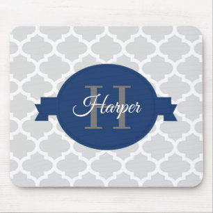 Mousepad Azul Quatrefoil Personalizado