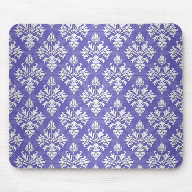 Mousepad Azul Roxo Alcachofra Padrão Damask (Frente)