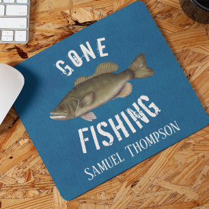Mousepad Azul Rústico Fui Pescar Personalizado
