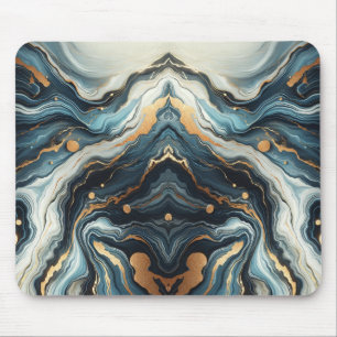 Mousepad Azul Turquesa Ágata Dourada Moderno Glam Elegante