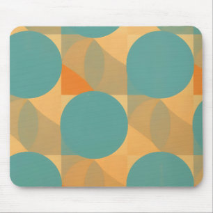 Mousepad Azul-turquesa, Bege e Laranja em Padrão de Estilo 