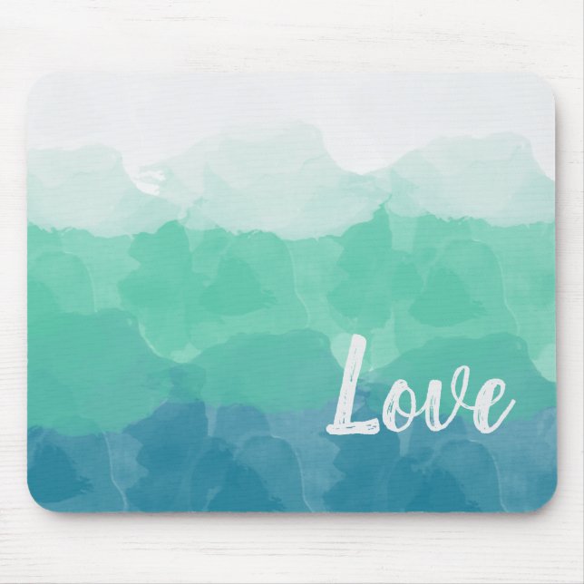 Mousepad Azul Turquesa Ombre e Gradiente de Amor Neo Mint (Frente)