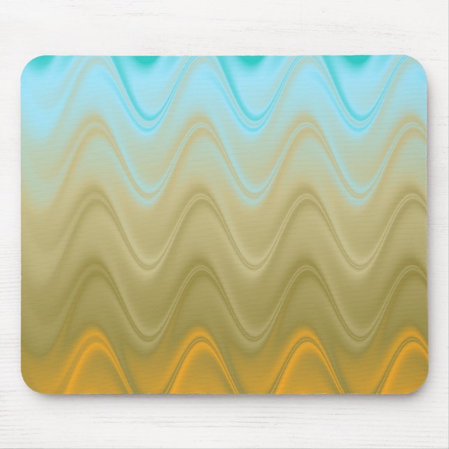 Mousepad Azul Verde Laranja Abstrato Ondulado (Frente)