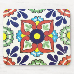 Mousepad Azulejo de Talavera do mexicano (vermelho, verde,