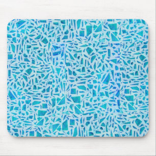 Mousepad Azulejo de Vidro Mosaico Turquesa Azul Moderno Chi