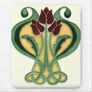 Mousepad Azulejo do rosa de Nouveau da arte