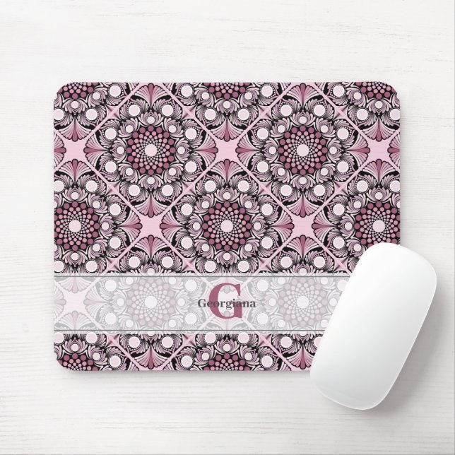 Mousepad Azulejo Dusky Rosa Cherry Blossom Mandala (Com mouse)