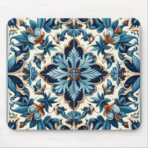 Mousepad Azulejo Porcelain Azulejo Padrão Mediterrânico