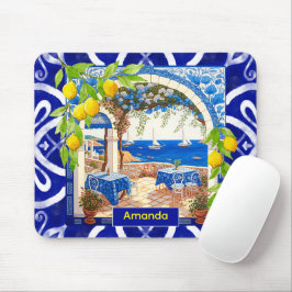 Mousepad Azulejos de citrinos majolica do Mediterrâneo sici