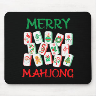 Mousepad Azulejos de Mahjong de Natal aquarela Mah Jon Chin