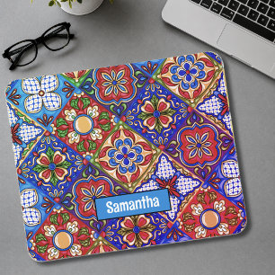 Mousepad Azulejos elegantes mexicanos talavera vermelhos az