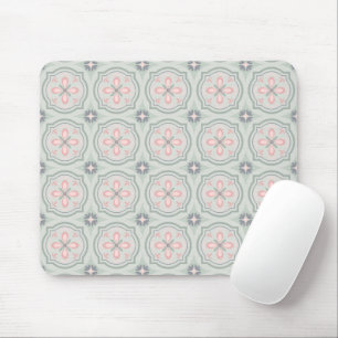 Mousepad Azulejos Florais Pastel Verde