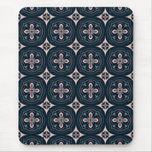Mousepad azulejos geométricos florais terrosos