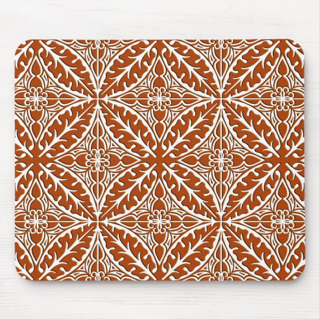 Mousepad Azulejos marroquinos - marrom e branco da oxidação (Frente)