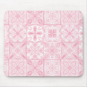 Mousepad azulejos ornamentados cor-de-rosa