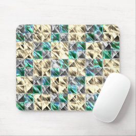Mousepad Azulejos ou manchas de menta, bege e prateado