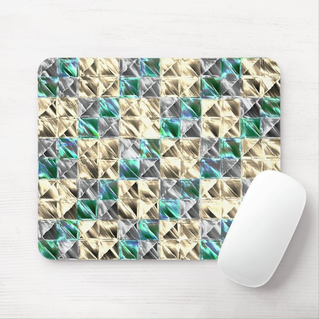 Mousepad Azulejos ou manchas de menta, bege e prateado (Com mouse)