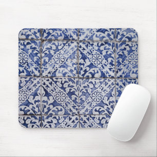 Mousepad Azulejos Portugueses - Azulejo Azul e Branco Flora