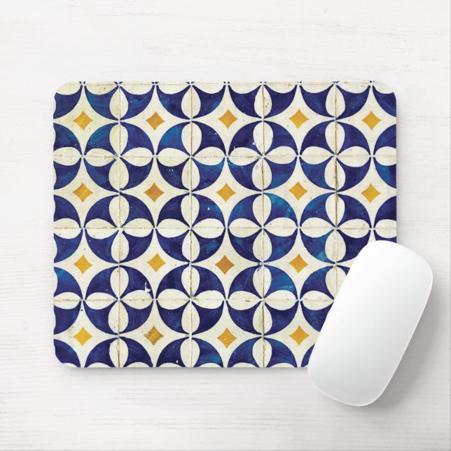 Mousepad Azulejos Portugueses - Azulejo Pattern Design (Com mouse)