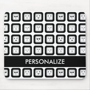 Mousepad Azulejos preto e branco modernos do Emoticon com