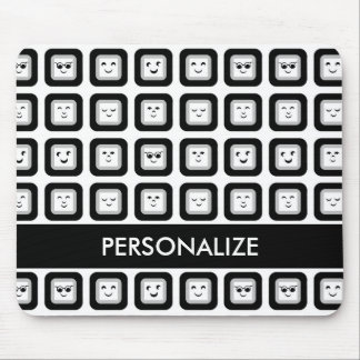 Mousepad Azulejos preto e branco modernos do Emoticon com
