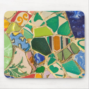 Mousepad Azulejos verdes de Parc Guell na espanha de