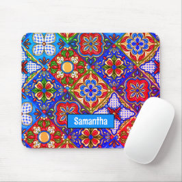 Mousepad Azulejos vermelhos roxos do talavera mexicano