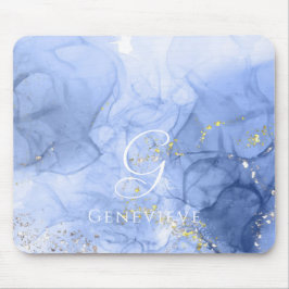 Mousepad Azure Azure Watercolor Tinta de Álcool Personalizá