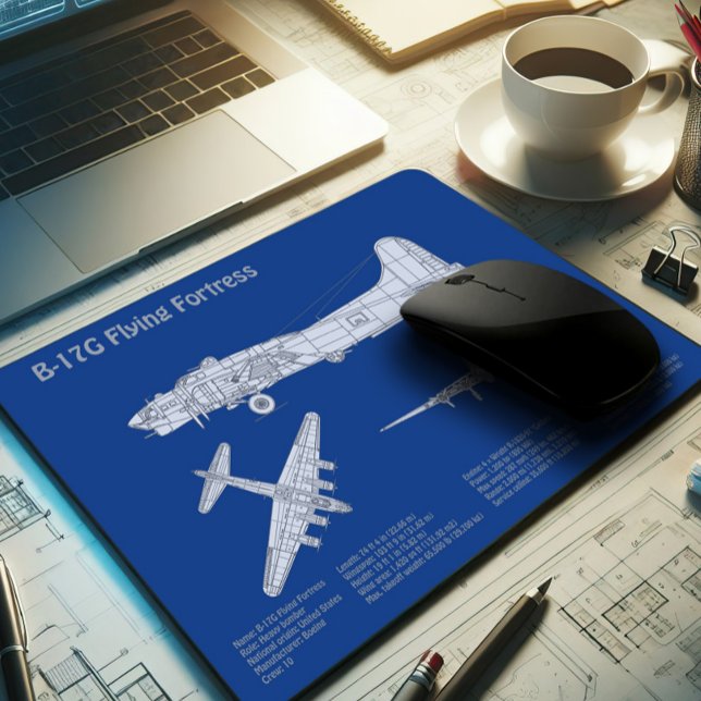 Mousepad B-17 Fortaleza Voadora - Plano de bordo ABD (Criador carregado)