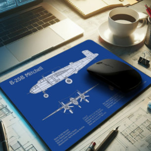 Mousepad B-25B Mitchell Doolittle - Airplane Blueprint ABD