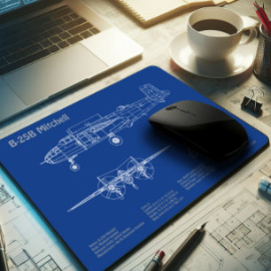 Mousepad B-25B Mitchell Doolittle - Avião Blueprint AD