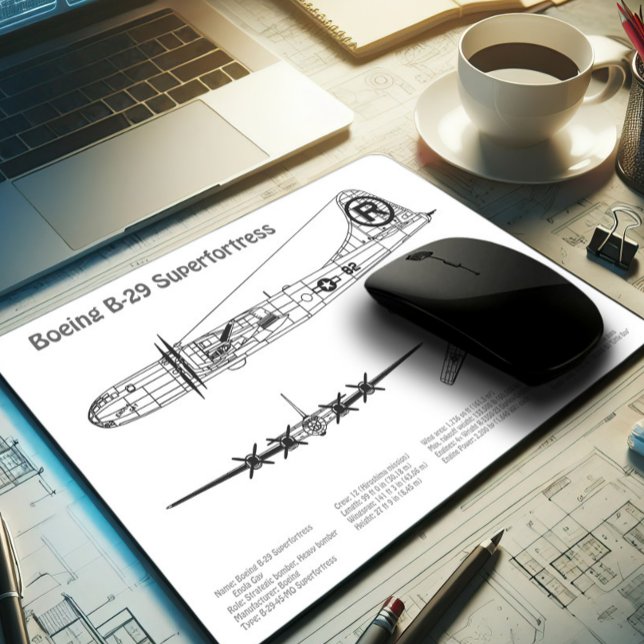 Mousepad B-29 Superfortaleza - Planos de Impressão do Avião (Criador carregado)