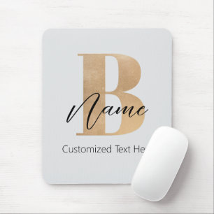 Mousepad B e Nome Iniciais Monogramados Modernos Personaliz