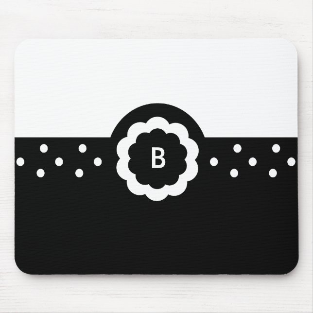 Mousepad B: Monograma B Dotado Bloco de Mão Preto e Branco (Frente)