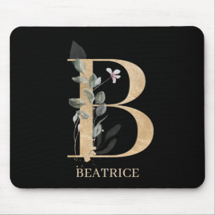 Mousepad B Monograma Floral Personalizado